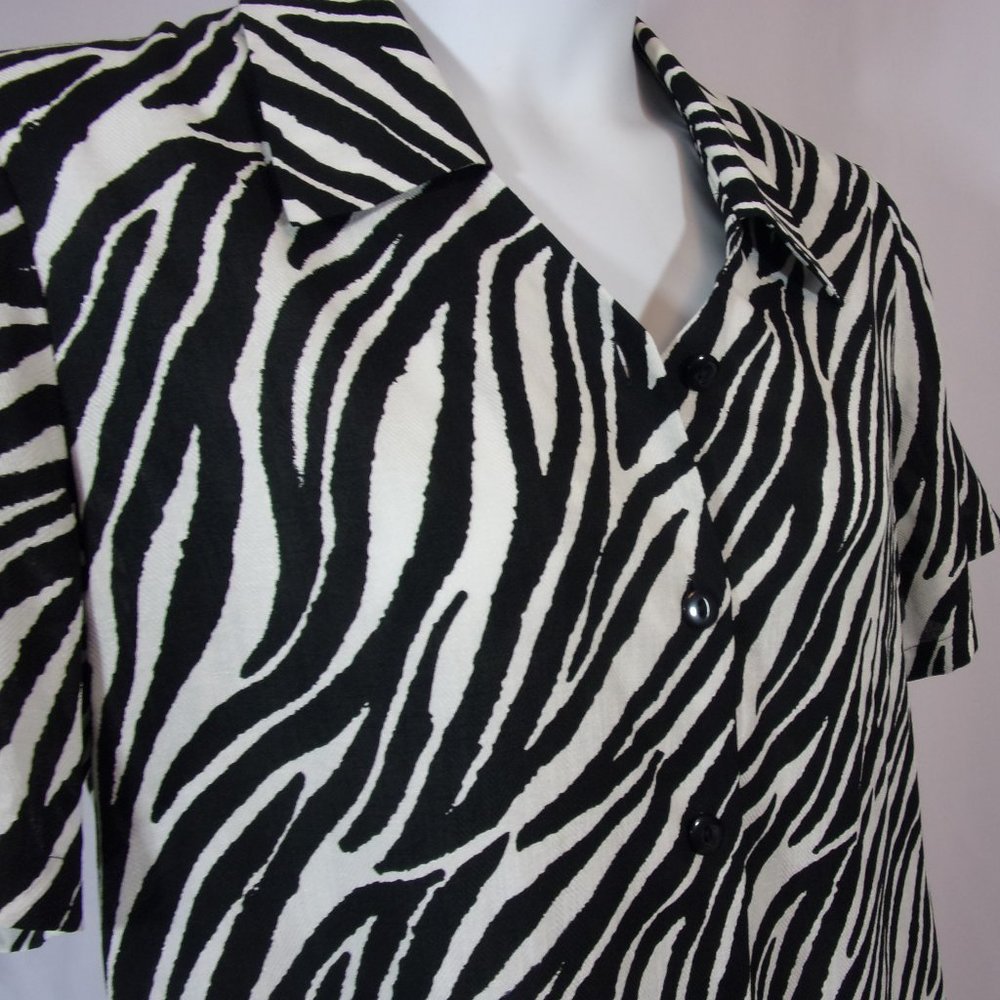 Patchington Zebra Blouse Button Front Size M